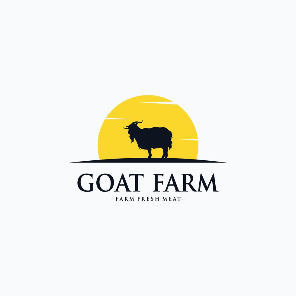 conceito de design de logotipo de fazenda fazenda de cabras vetor