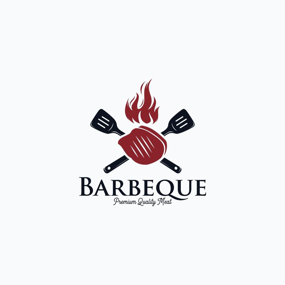 logotipo grelhado de bife de churrasco vintage vetor