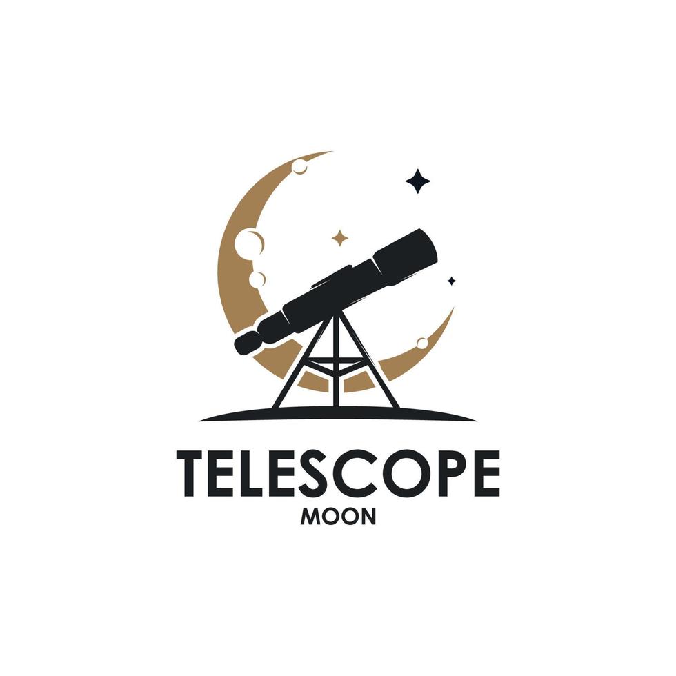 telescópio na ilustração vetorial de logotipo de meia lua vetor