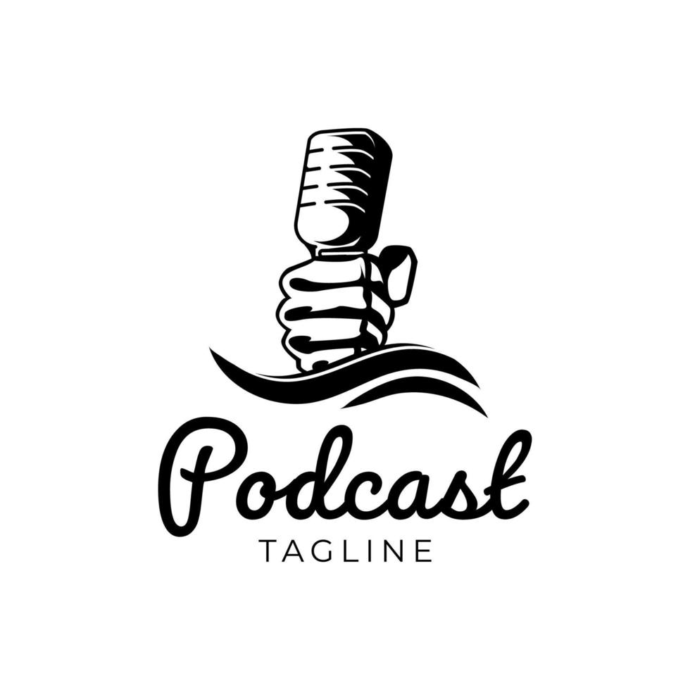 o logotipo do podcast em um estilo plano minimalista isolado contra um fundo branco. ícone de rádio de transmissão de podcast simples. vetor