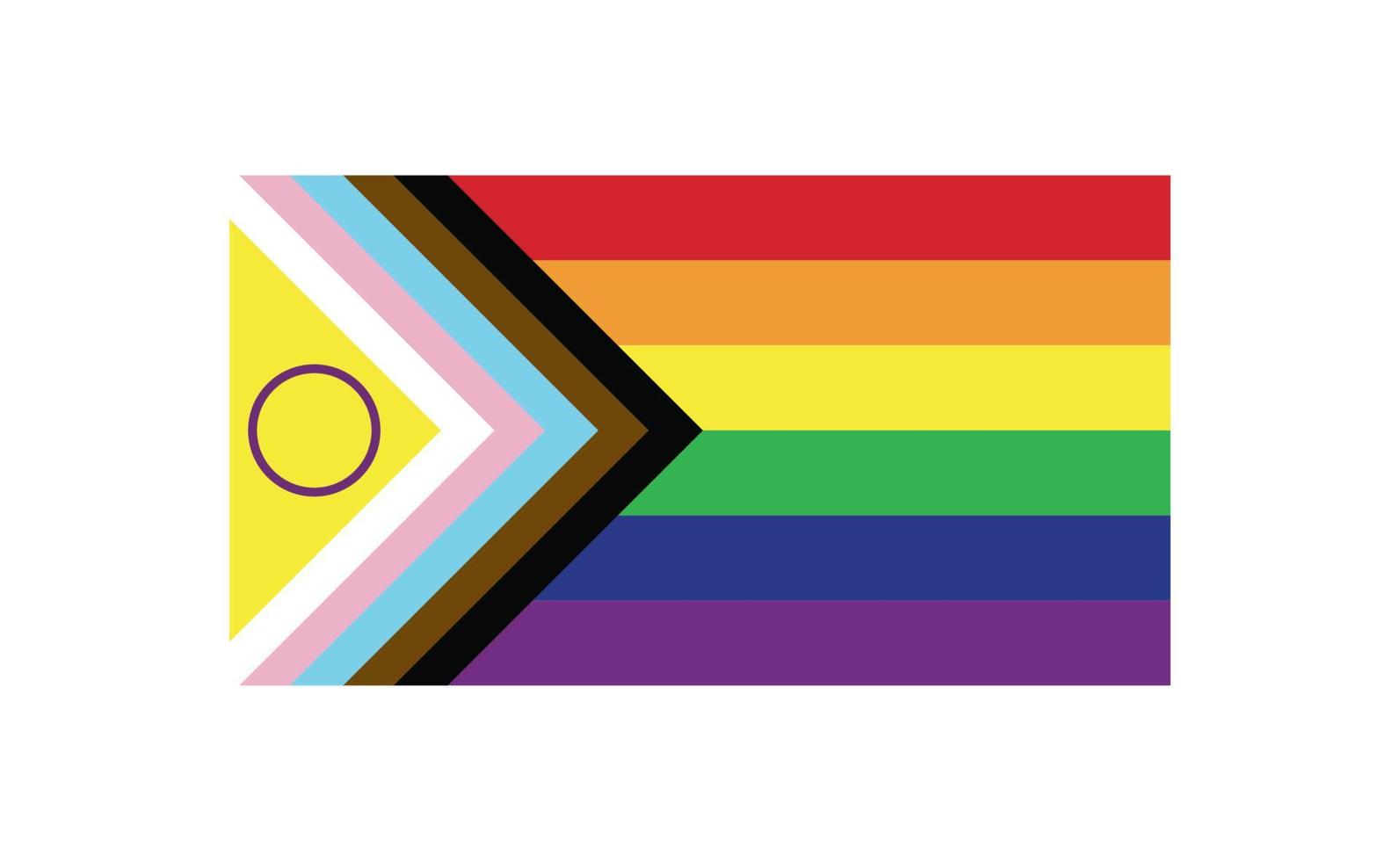 novo vetor de bandeira do orgulho lgbtq atualizado. bandeira do orgulho do progresso inclusivo intersexo. bandeira de banner para lgbt ou orgulho lgbtqia.