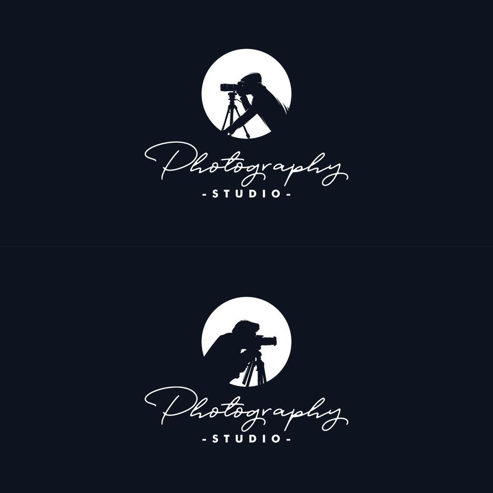 conjunto de design de logotipo retrô de fotógrafo, símbolo de cinegrafista vetor