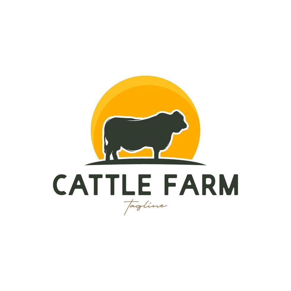 vetor de estoque de design de logotipo de fazenda de gado