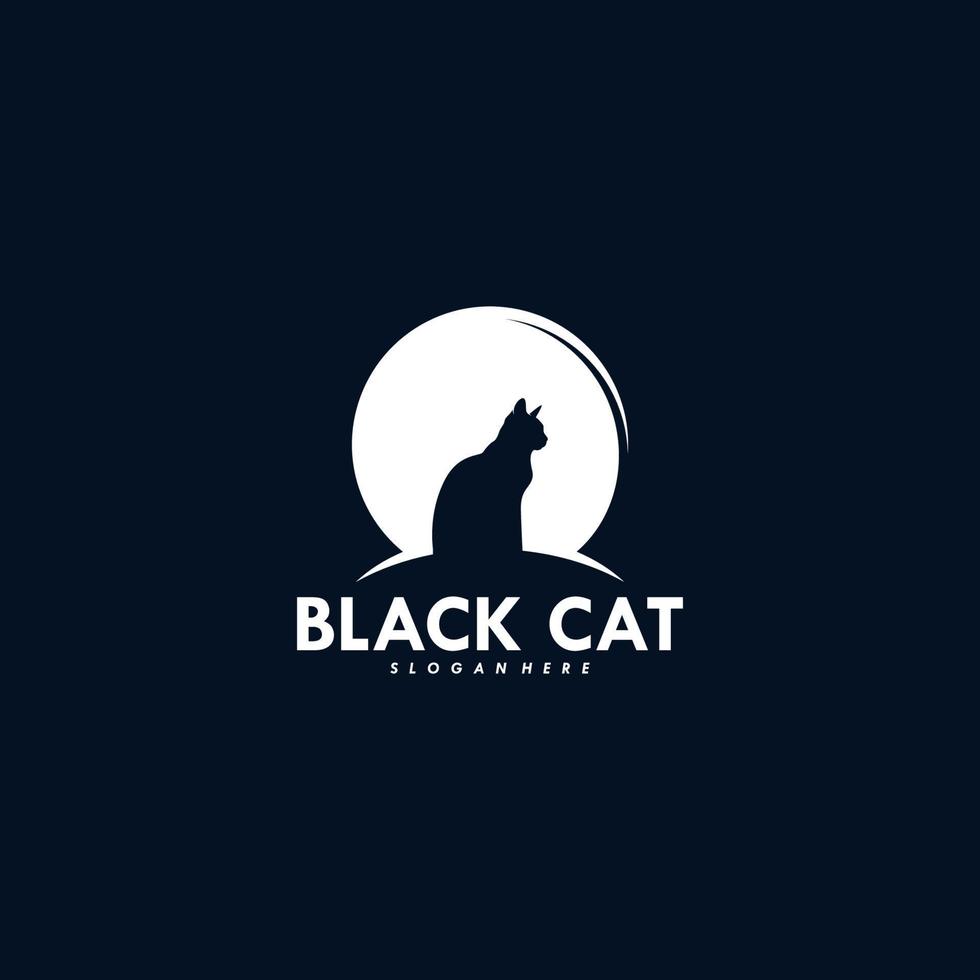 vetor de design de logotipo de gato preto