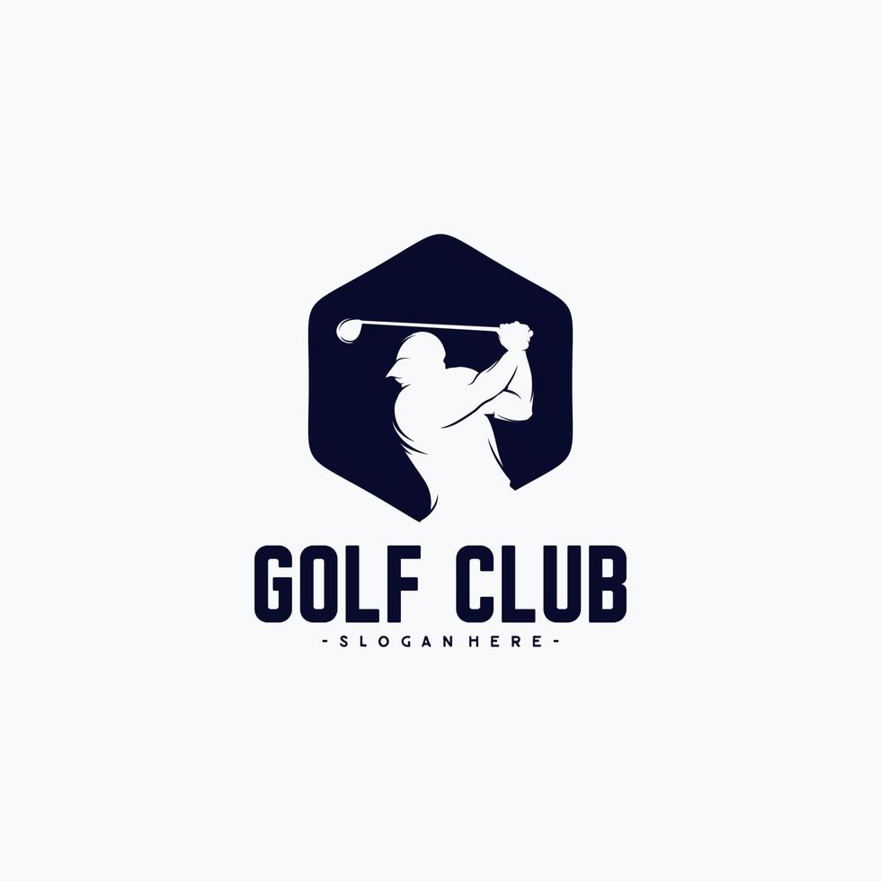 modelo de design de logotipo de jogador de golfe vetor