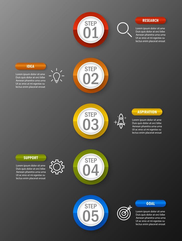 modelo de infográfico com a imagem de 5 retângulos vetor