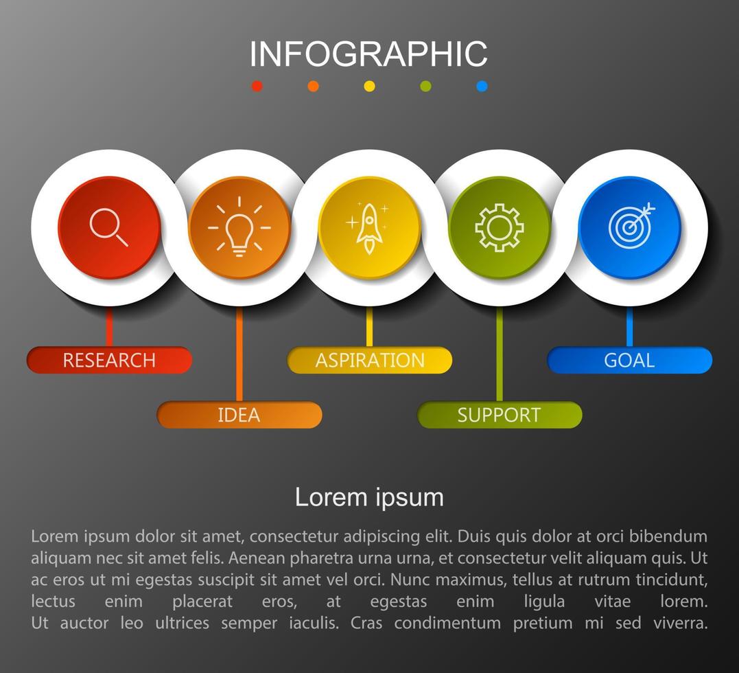 modelo de infográfico com a imagem de 5 retângulos vetor