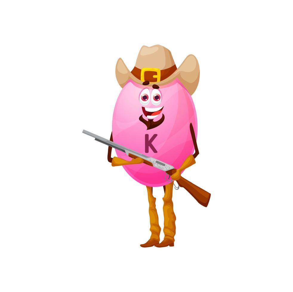 personagem de desenho animado vitamina k ranger, cowboy engraçado vetor