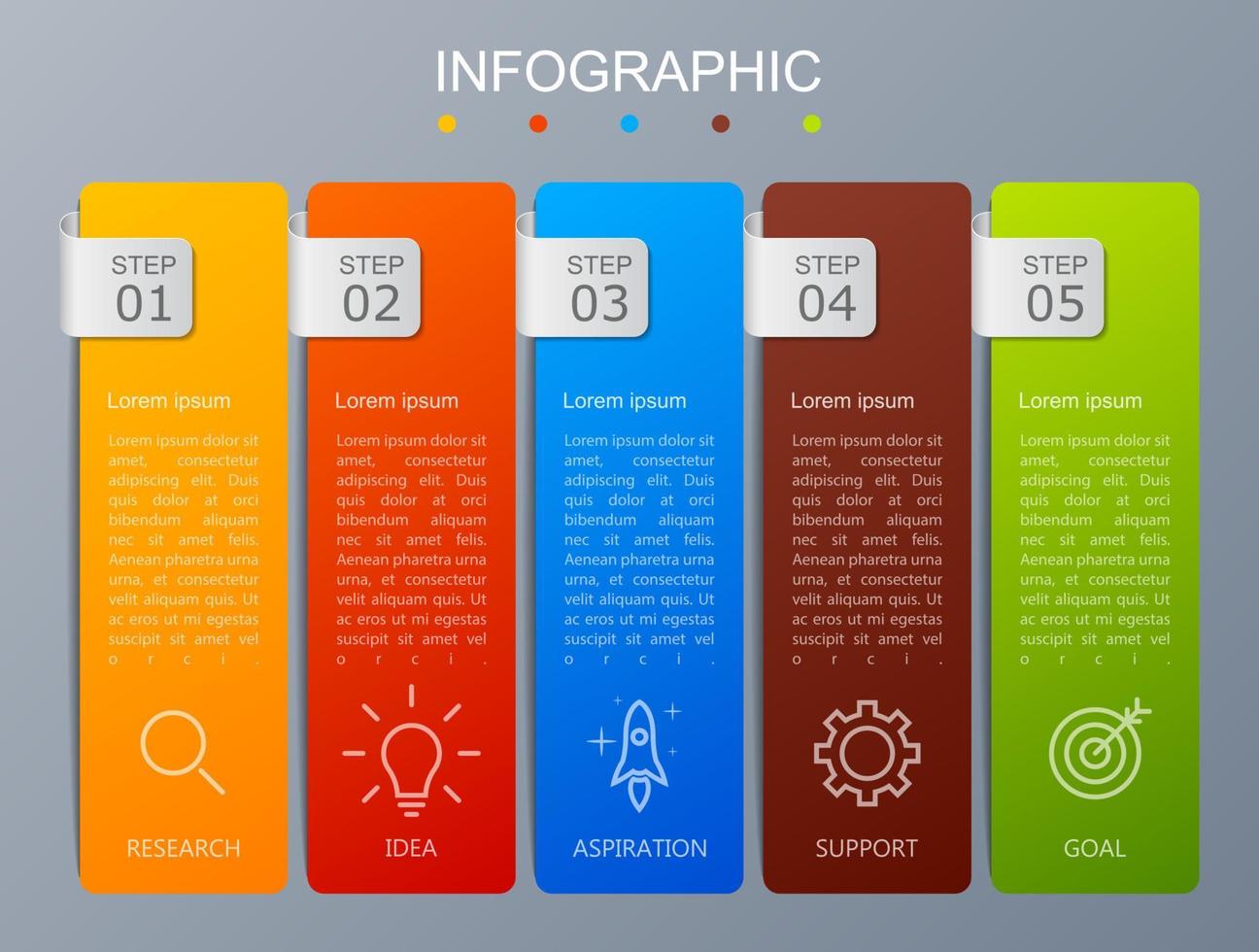 modelo de infográfico com a imagem de 5 retângulos vetor