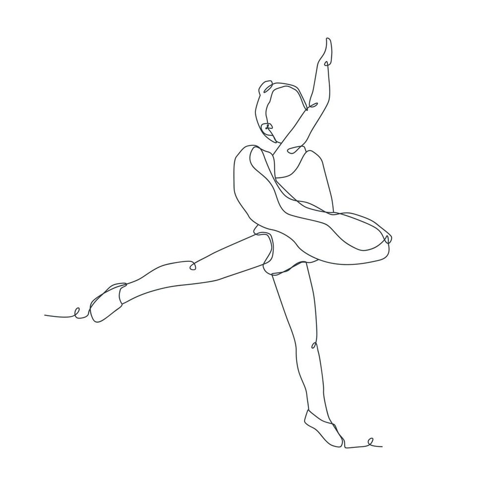 ilustração de linha contínua de bailarina vetor