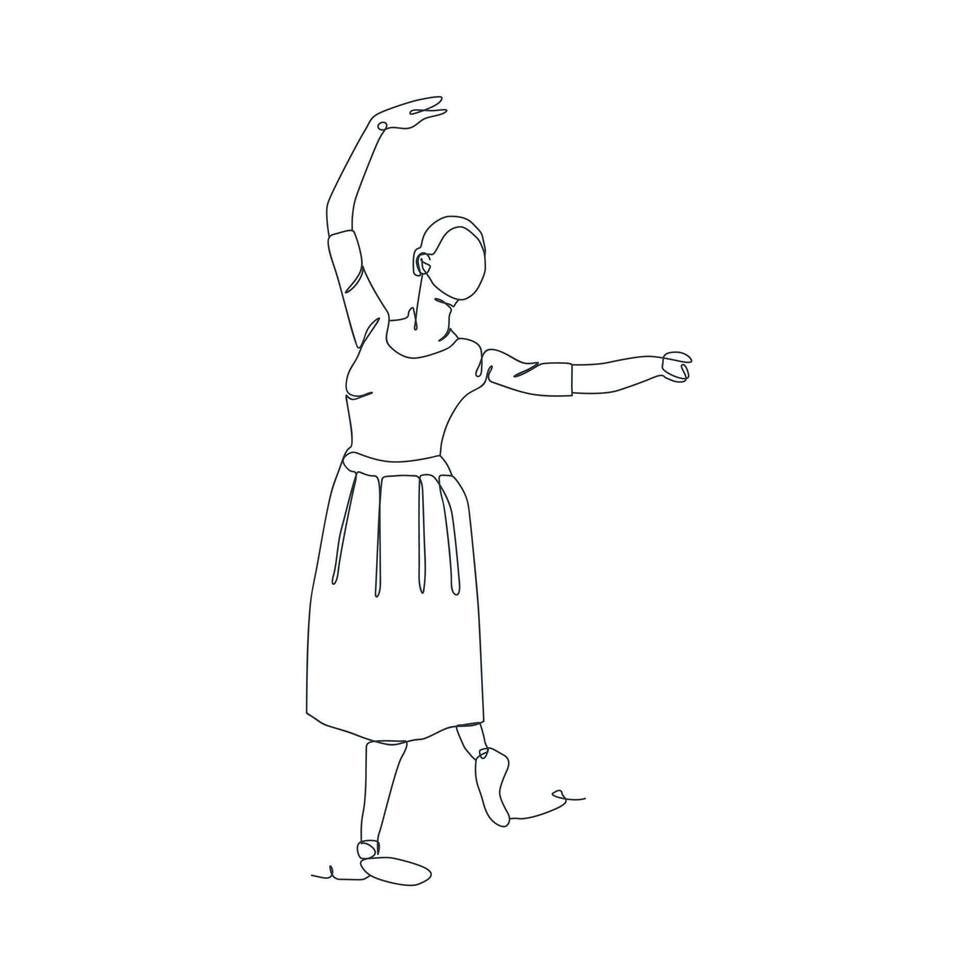 ilustração de linha contínua de bailarina vetor