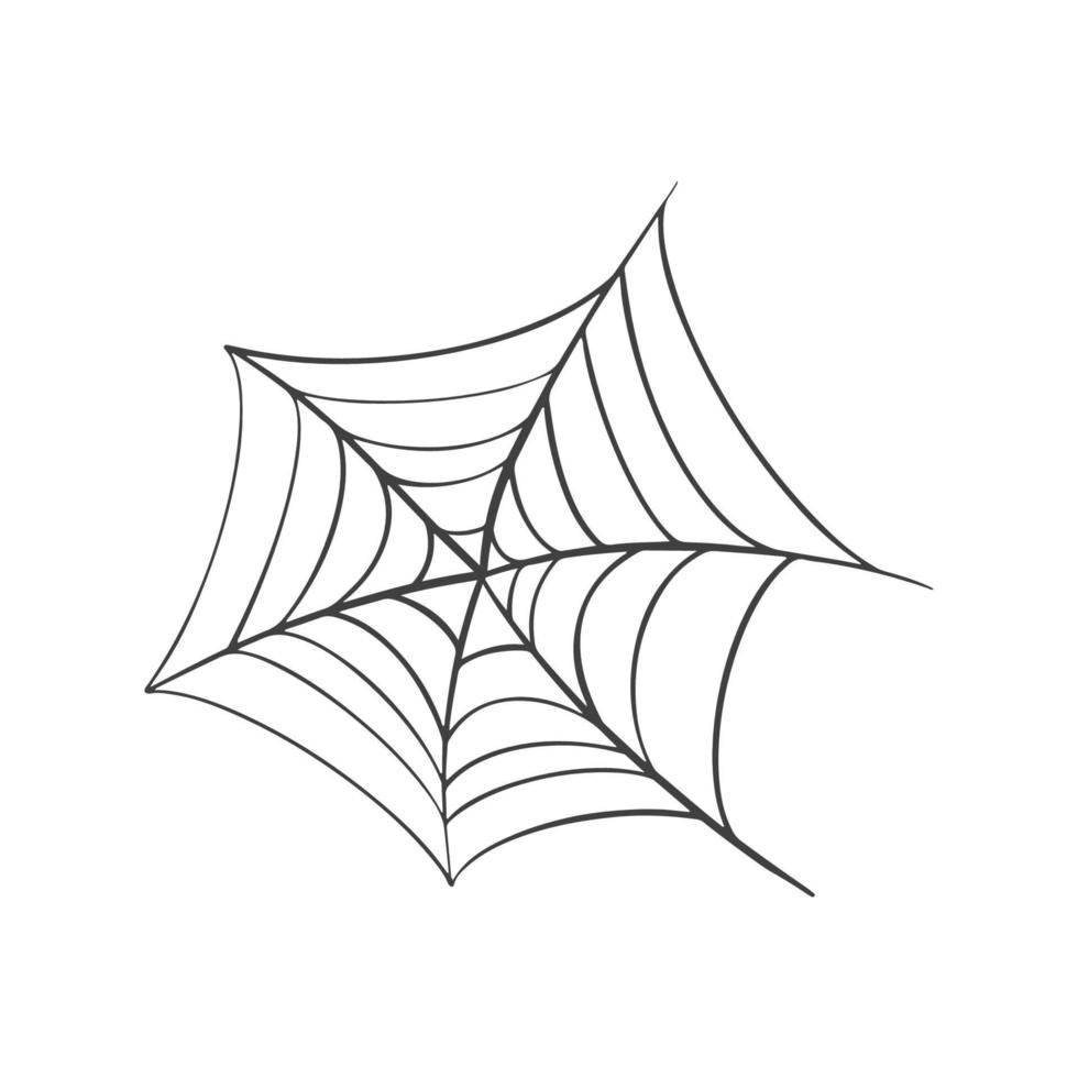 ícone de teia de aranha vetorial desenhado em uma linha em branco para o halloween. vetor