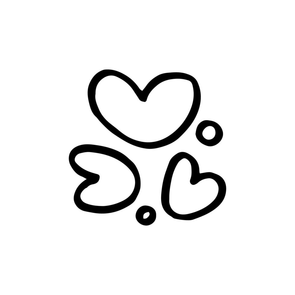 ícone de coração desenhado de mão preta de vetor. vetor