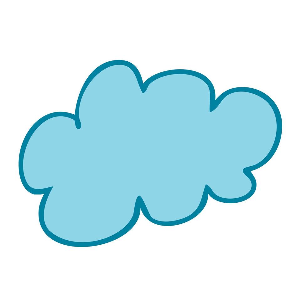 uma pequena nuvem azul com um traço. ilustração vetorial no estilo desenhado à mão. vetor