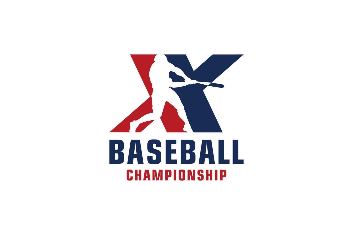 letra x com design de logotipo de beisebol. elementos de modelo de design vetorial para equipe esportiva ou identidade corporativa. vetor