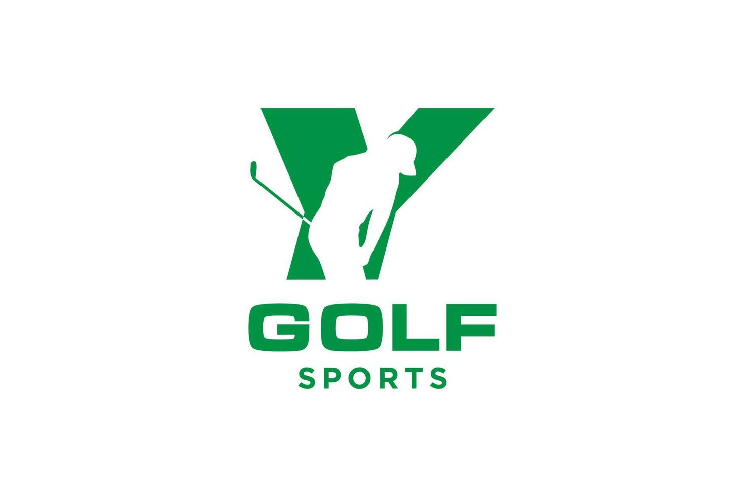 logotipo de ícone de letra do alfabeto y para modelo de vetor de design de logotipo de golfe, rótulo vetorial de golfe, logotipo do campeonato de golfe, ilustração, ícone criativo, conceito de design