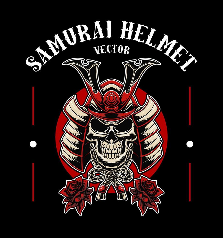 arte de design vetorial preto e branco de máscara samurai vetor