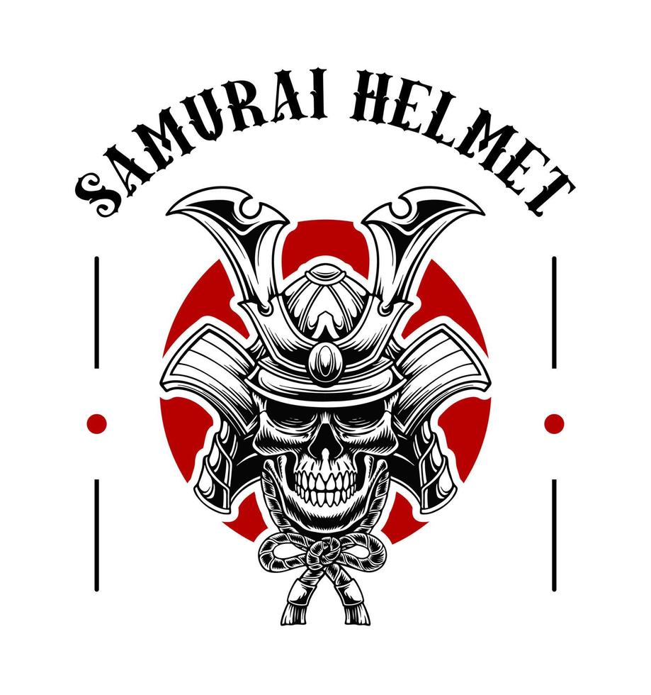 arte de design vetorial preto e branco de máscara samurai vetor