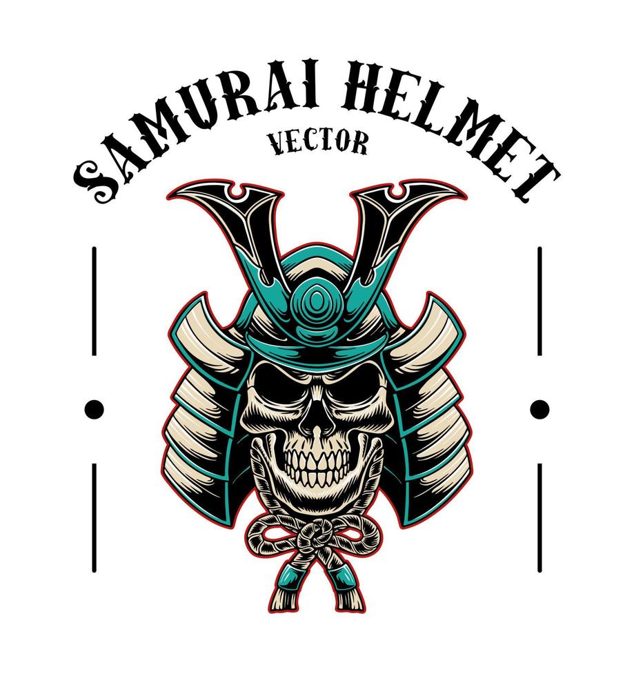 arte de design vetorial preto e branco de máscara samurai vetor