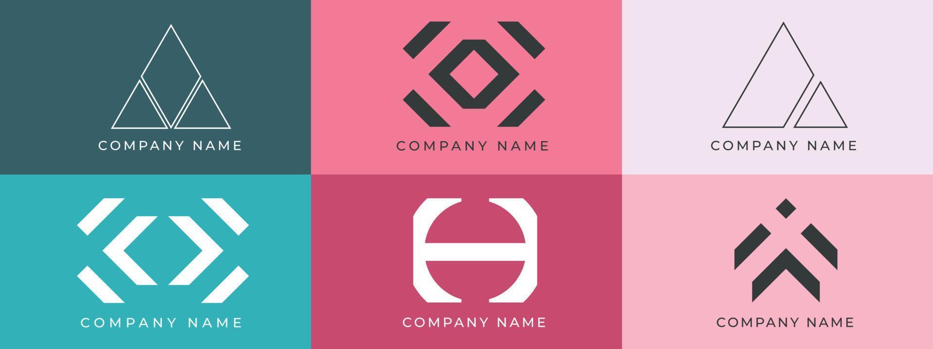 coleção mínima de design de logotipo de seis modelos. coleção de logotipo mínimo em design de estilo geométrico vetor