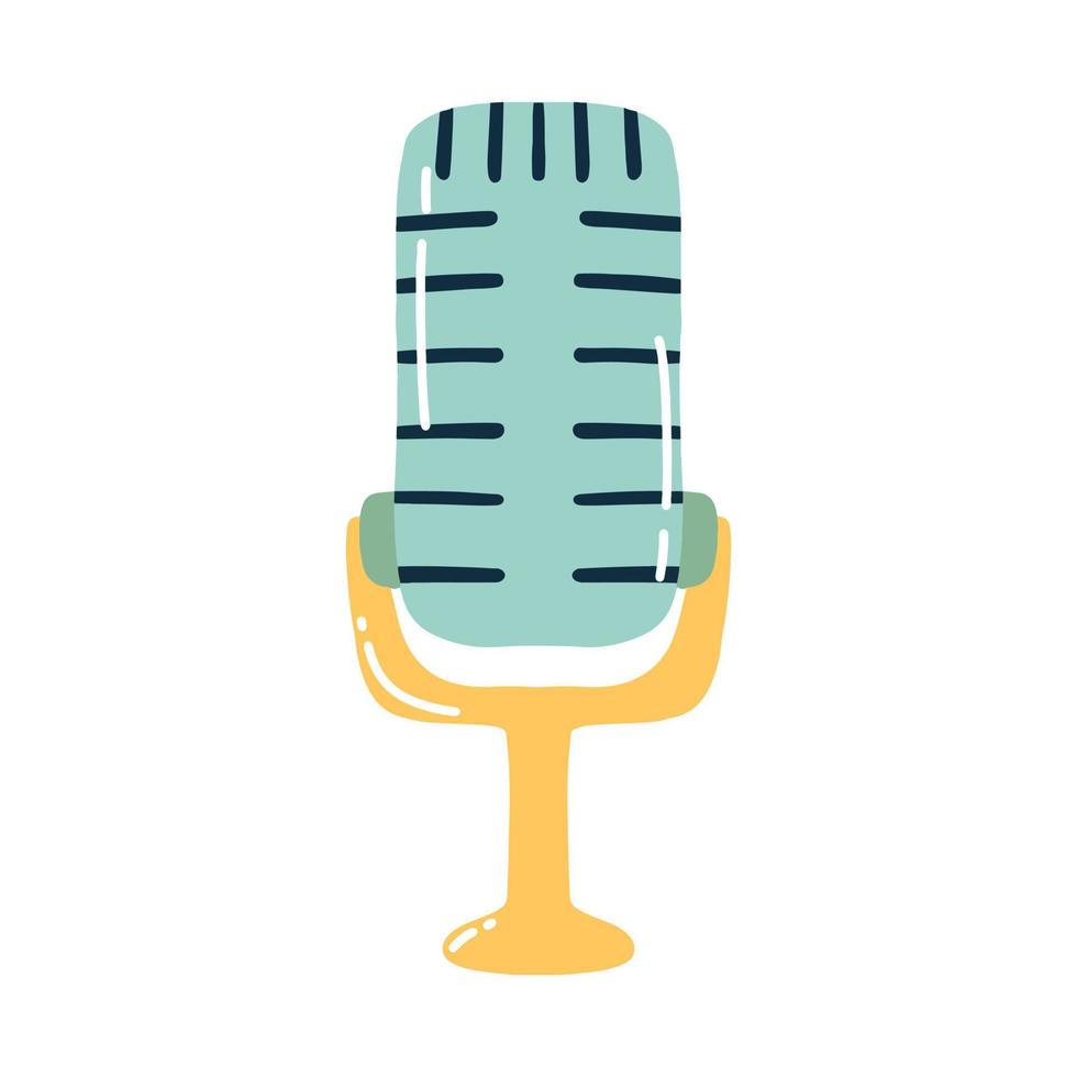 microfone. ilustração de microfone.vector desenhados à mão. microfone para podcast. vetor