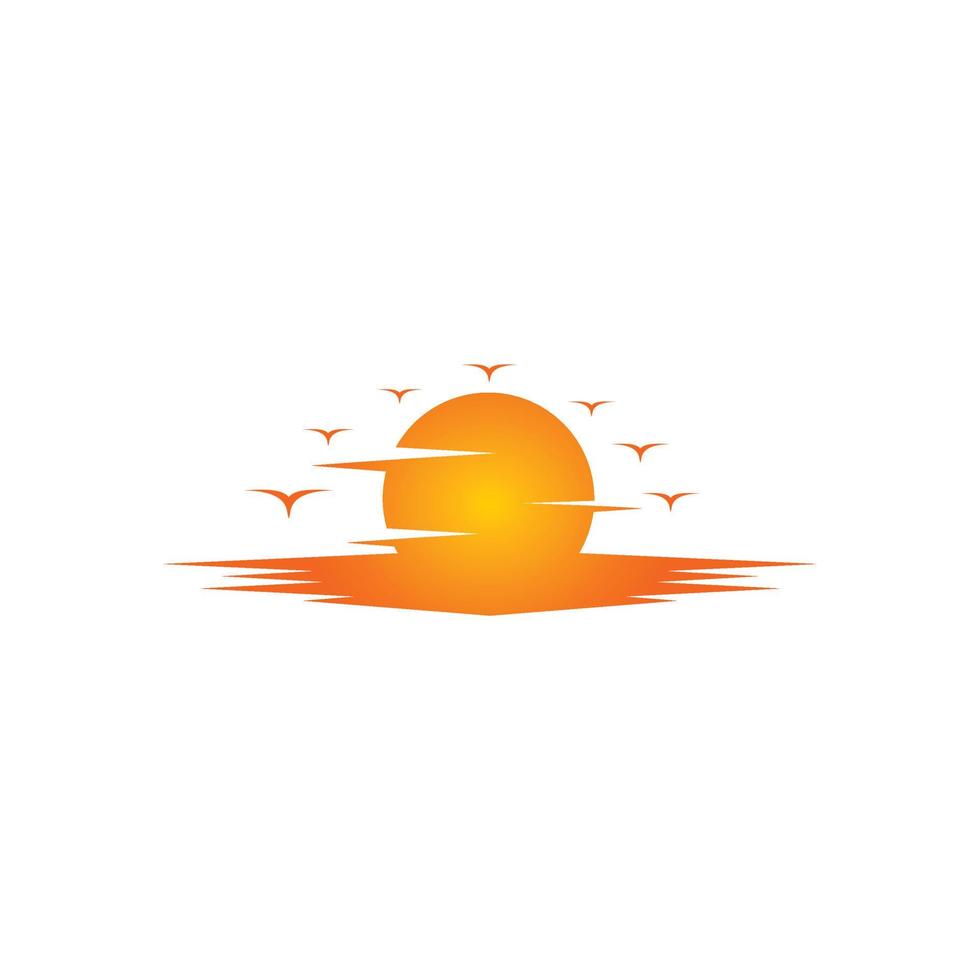 belo design de logotipo do pôr do sol na praia vetor