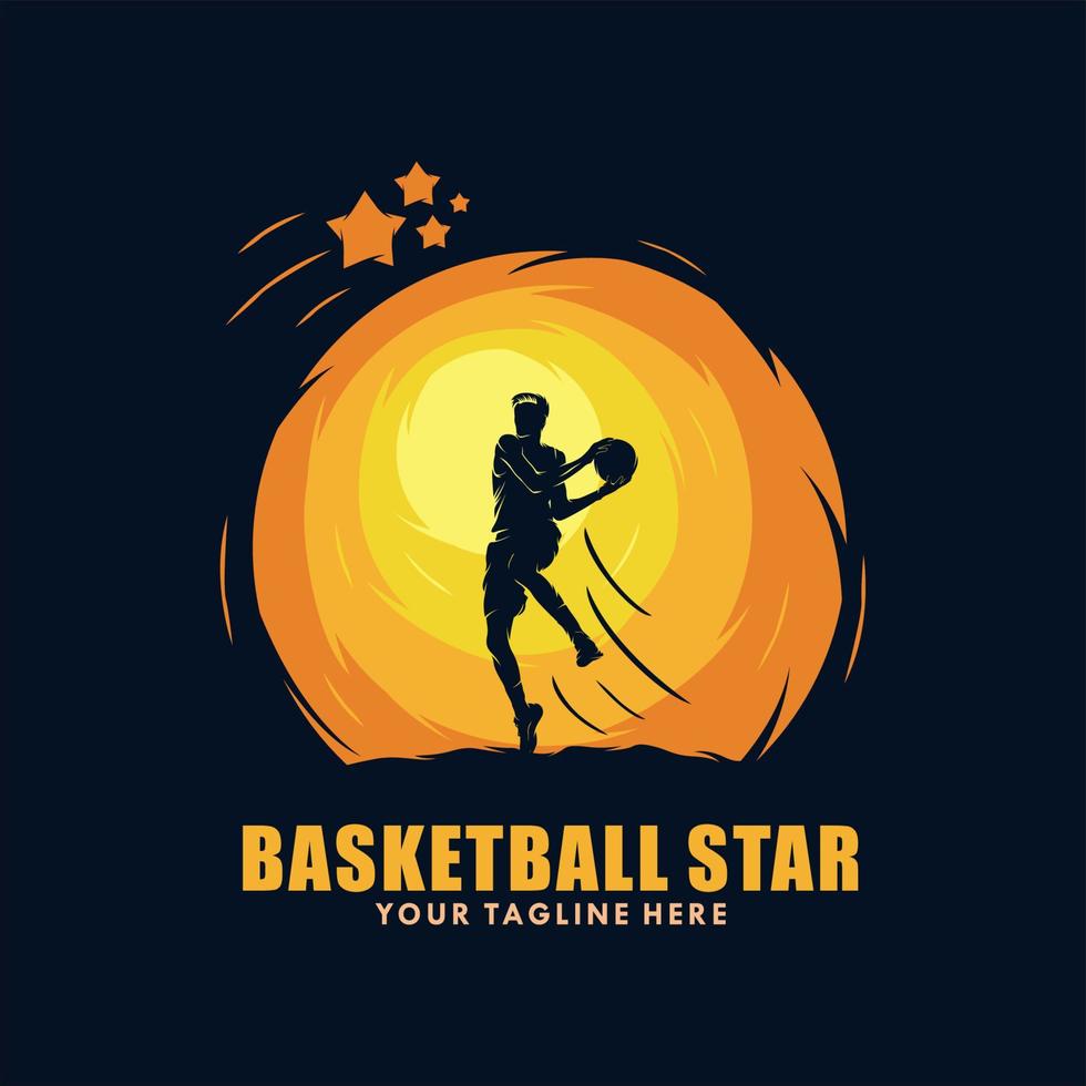 design de logotipo de movimento de estrela de basquete vetor