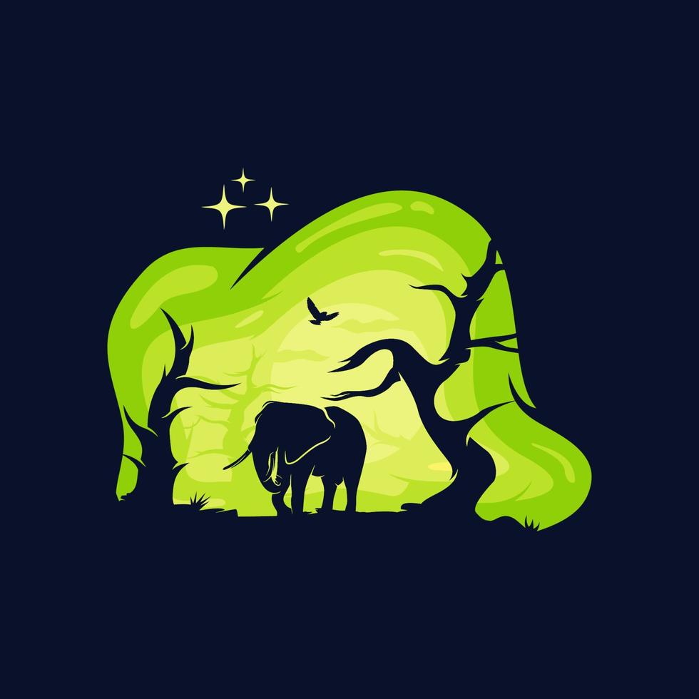 design de coleção de logotipo animal com fundo noturno vetor