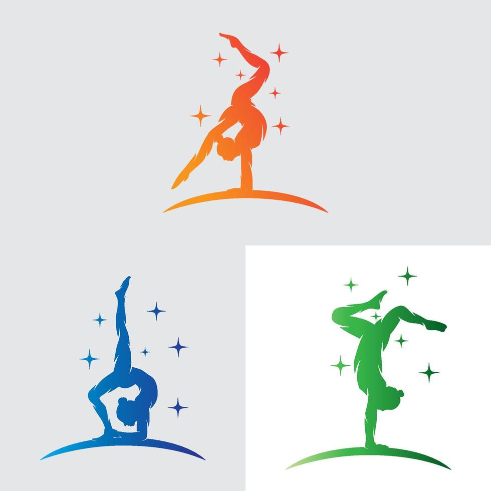 conjunto de design de logotipo de ginástica vetor