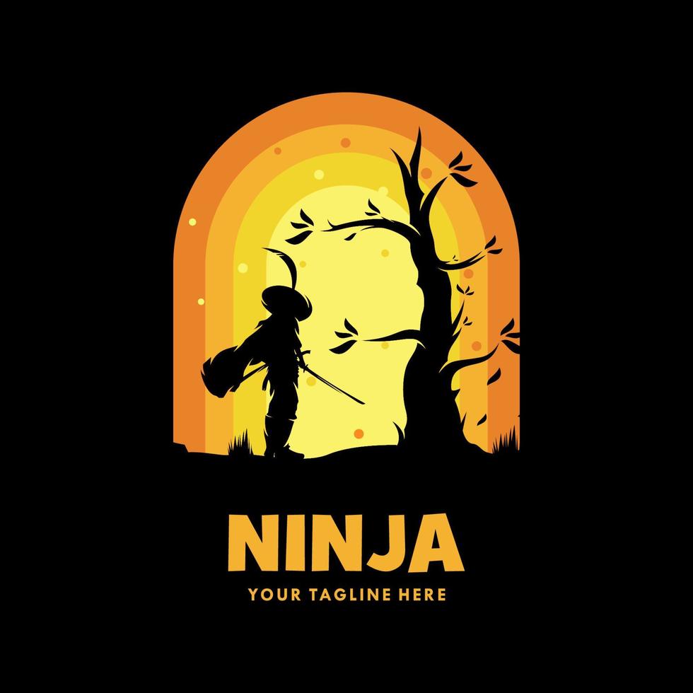 vetor de logotipo de mascote guerreiro ninja