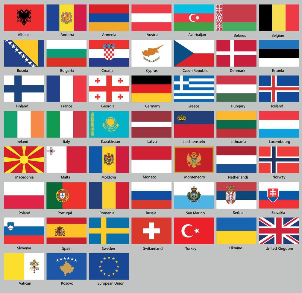 ilustração vetorial de conjunto de bandeiras de diferentes países vetor
