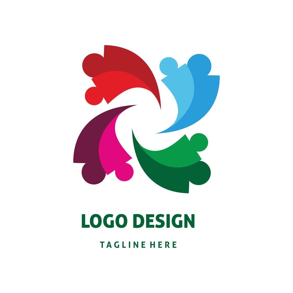 design de logotipo da comunidade de pessoas coloridas vetor