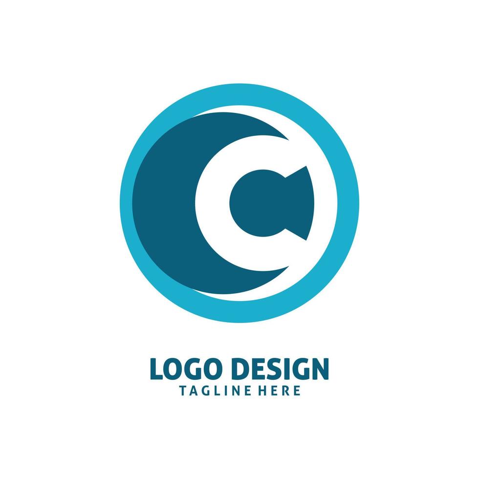 design de logotipo de letra c círculo azul vetor