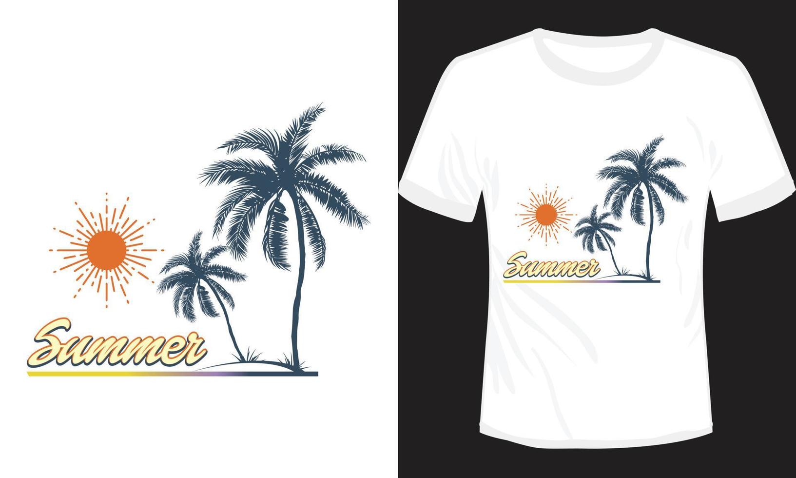 design de camiseta de ilustração vetorial de verão vetor