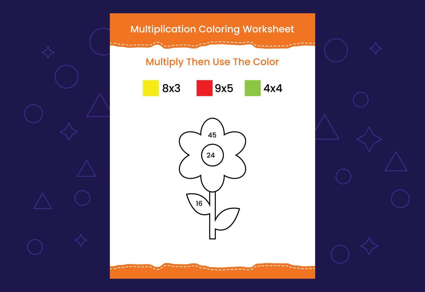 planilha de colorir multiplicação com a imagem. cor por números jogo de matemática vetor