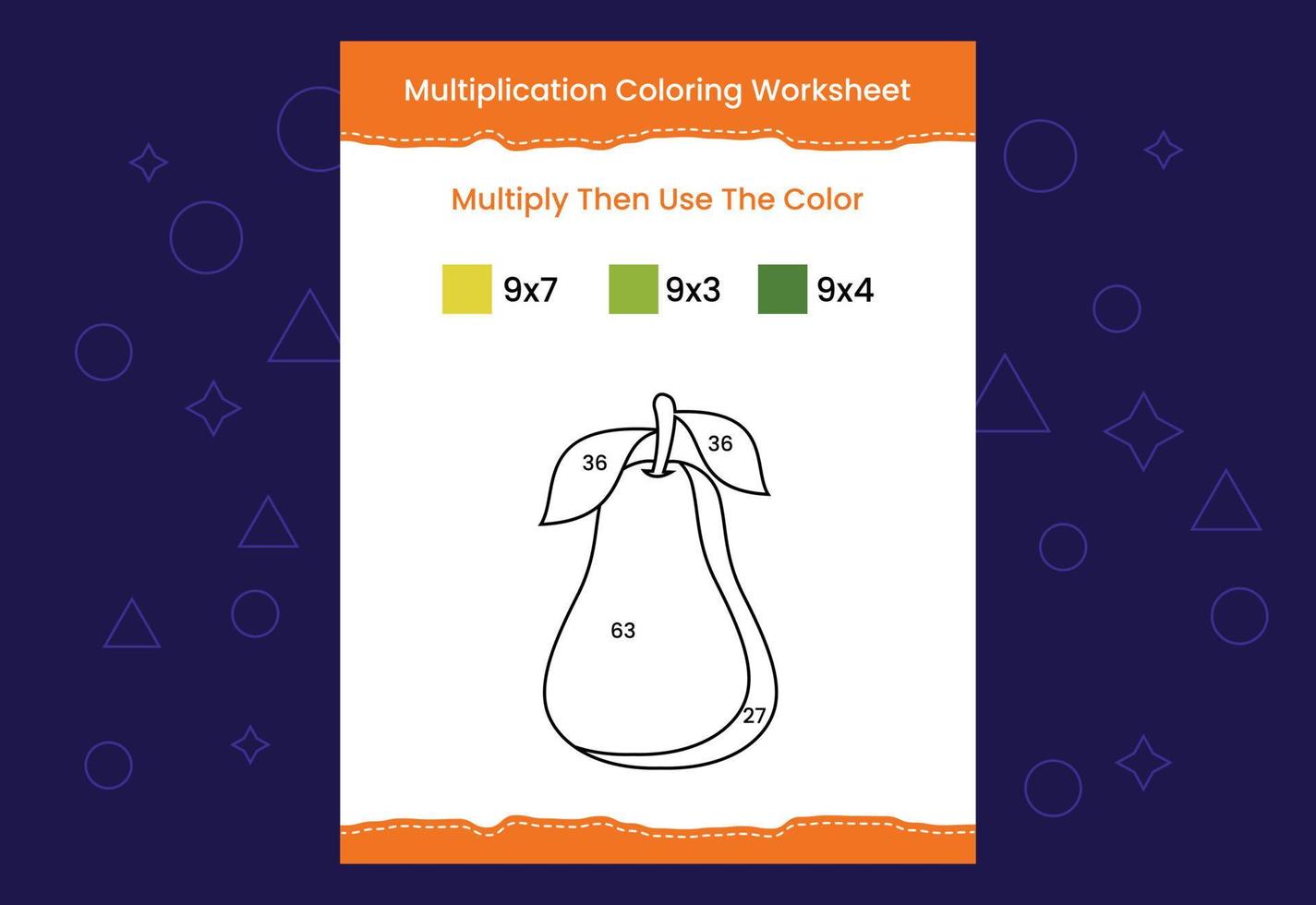 planilha de colorir multiplicação com a imagem. cor por números jogo de matemática vetor