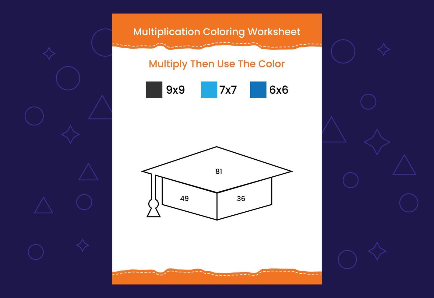 planilha de colorir multiplicação com a imagem. cor por números jogo de matemática vetor