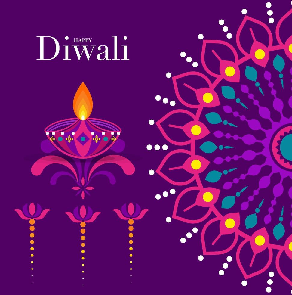 feliz diwali, deepavali ou dipavali o design plano de celebração do festival indiano. vetor