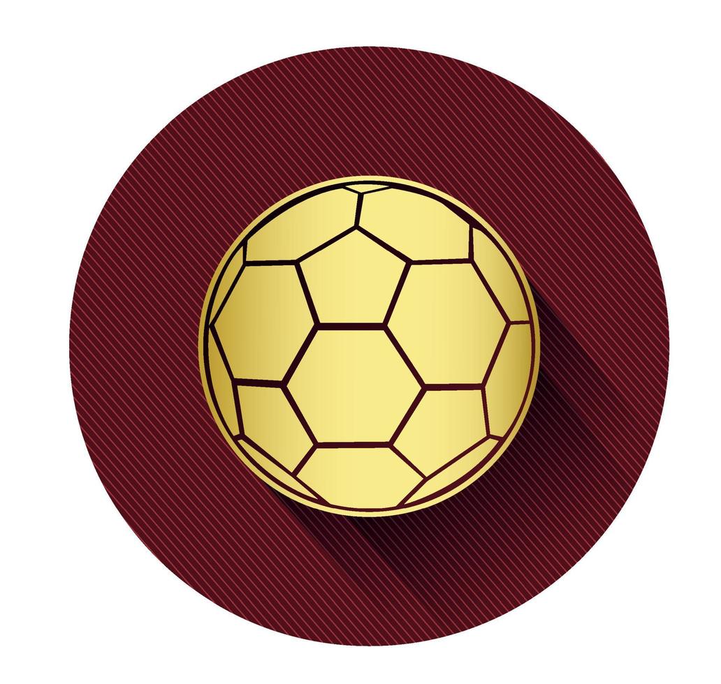 símbolo de bola de futebol dourada com efeito de sombra longa vetor
