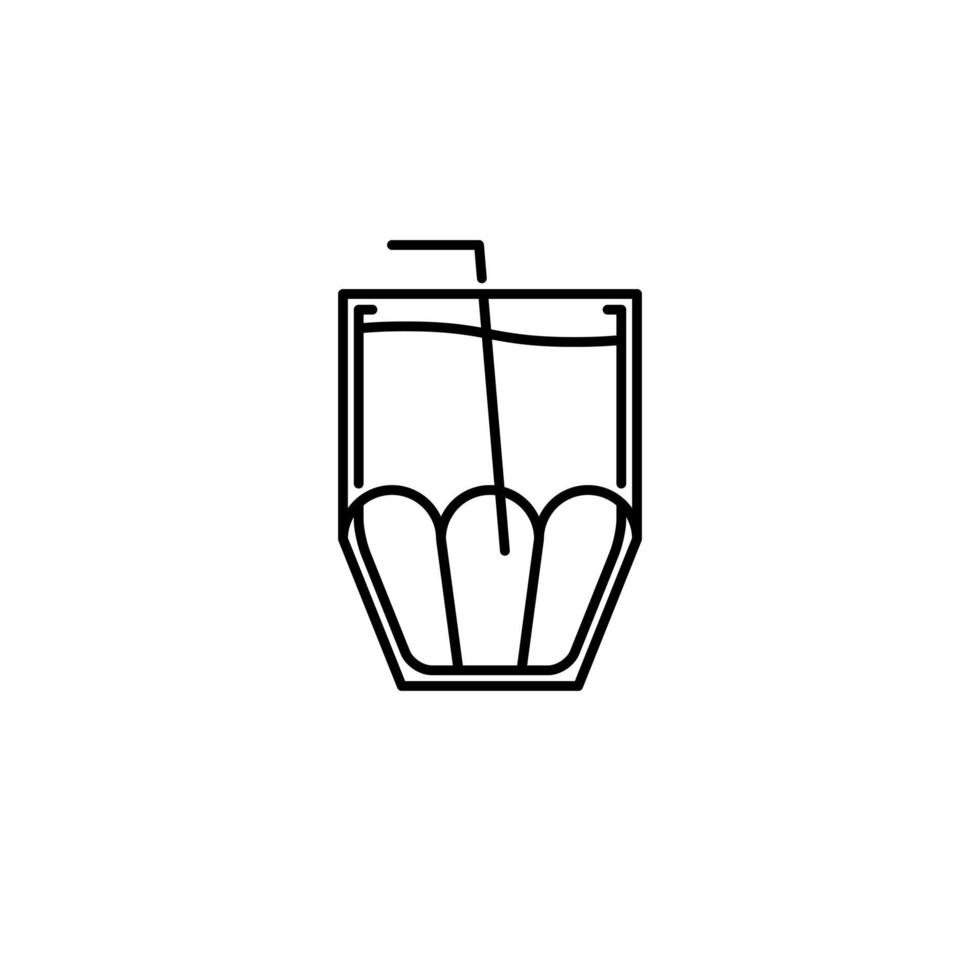 ícone de vidro mais frio com canudo no fundo branco. simples, linha, silhueta e estilo clean. Preto e branco. adequado para símbolo, sinal, ícone ou logotipo vetor
