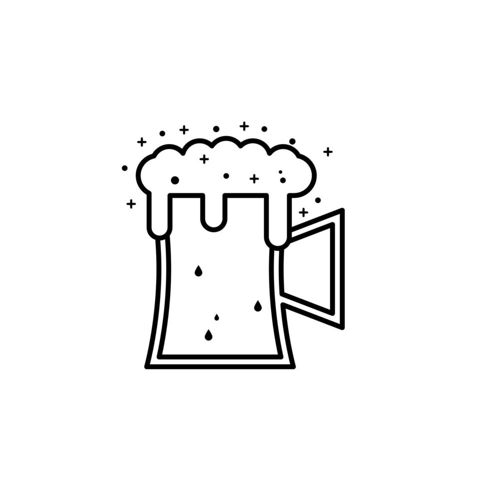 ícone de copo de cerveja com refrigerante e espuma em fundo branco. simples, linha, silhueta e estilo clean. Preto e branco. adequado para símbolo, sinal, ícone ou logotipo vetor