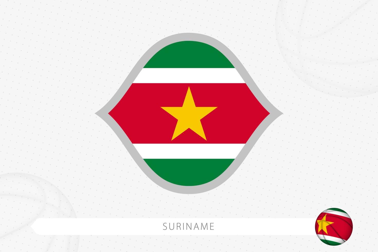 bandeira do suriname para competição de basquete em fundo cinza de basquete. vetor