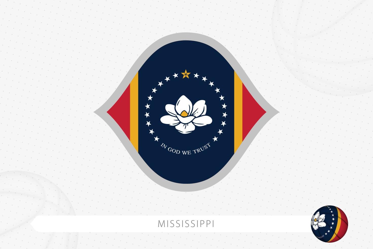 bandeira do mississippi para competição de basquete em fundo cinza de basquete. vetor