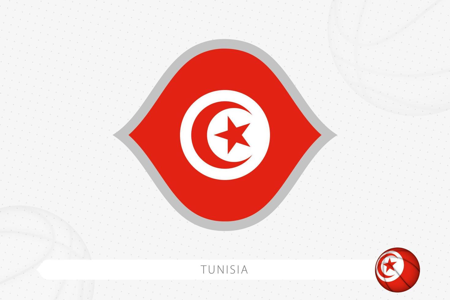 bandeira da tunísia para competição de basquete em fundo cinza de basquete. vetor
