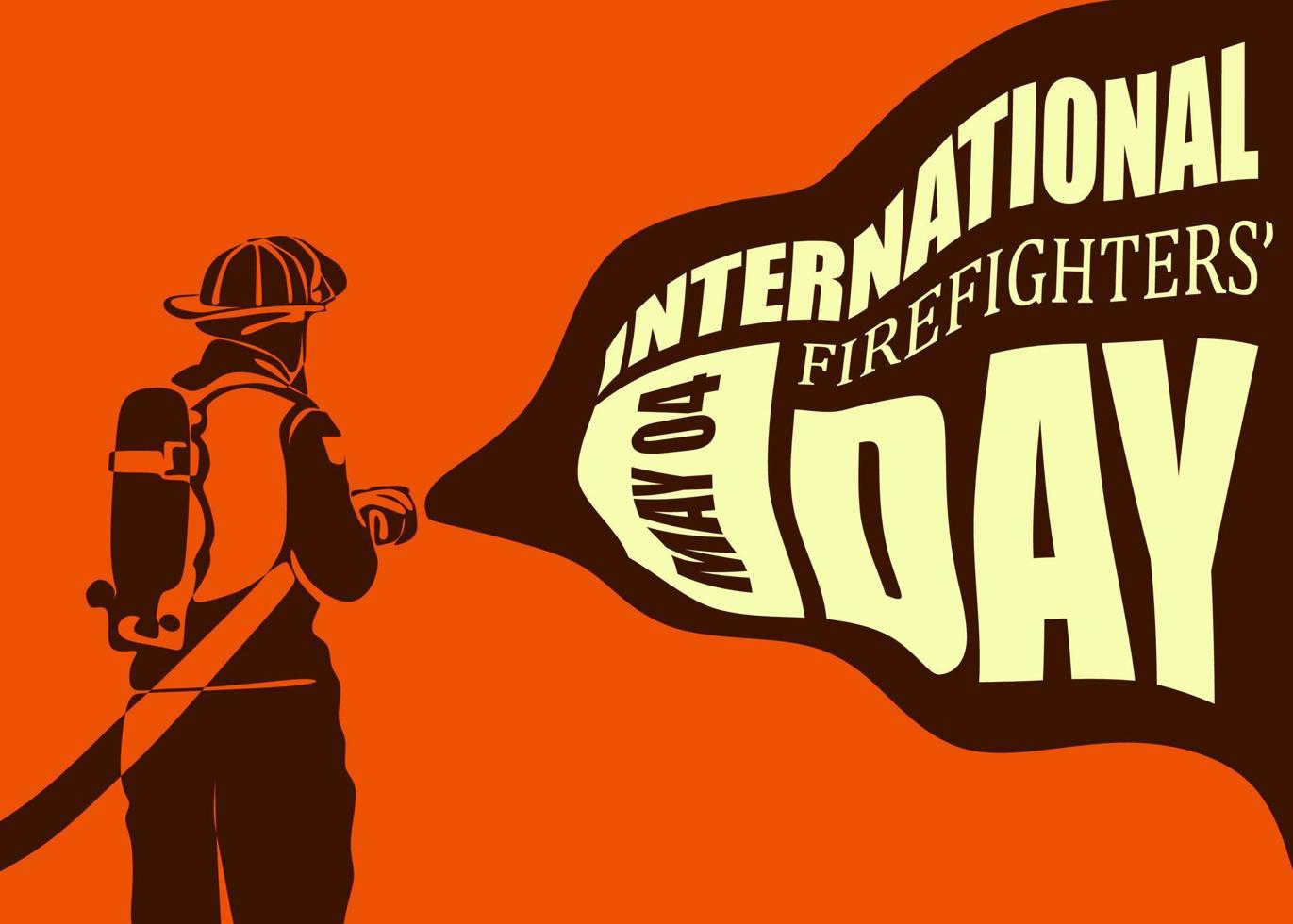 ilustração vetorial de silhueta de bombeiro, como um banner, pôster ou modelo para o dia internacional dos bombeiros. vetor
