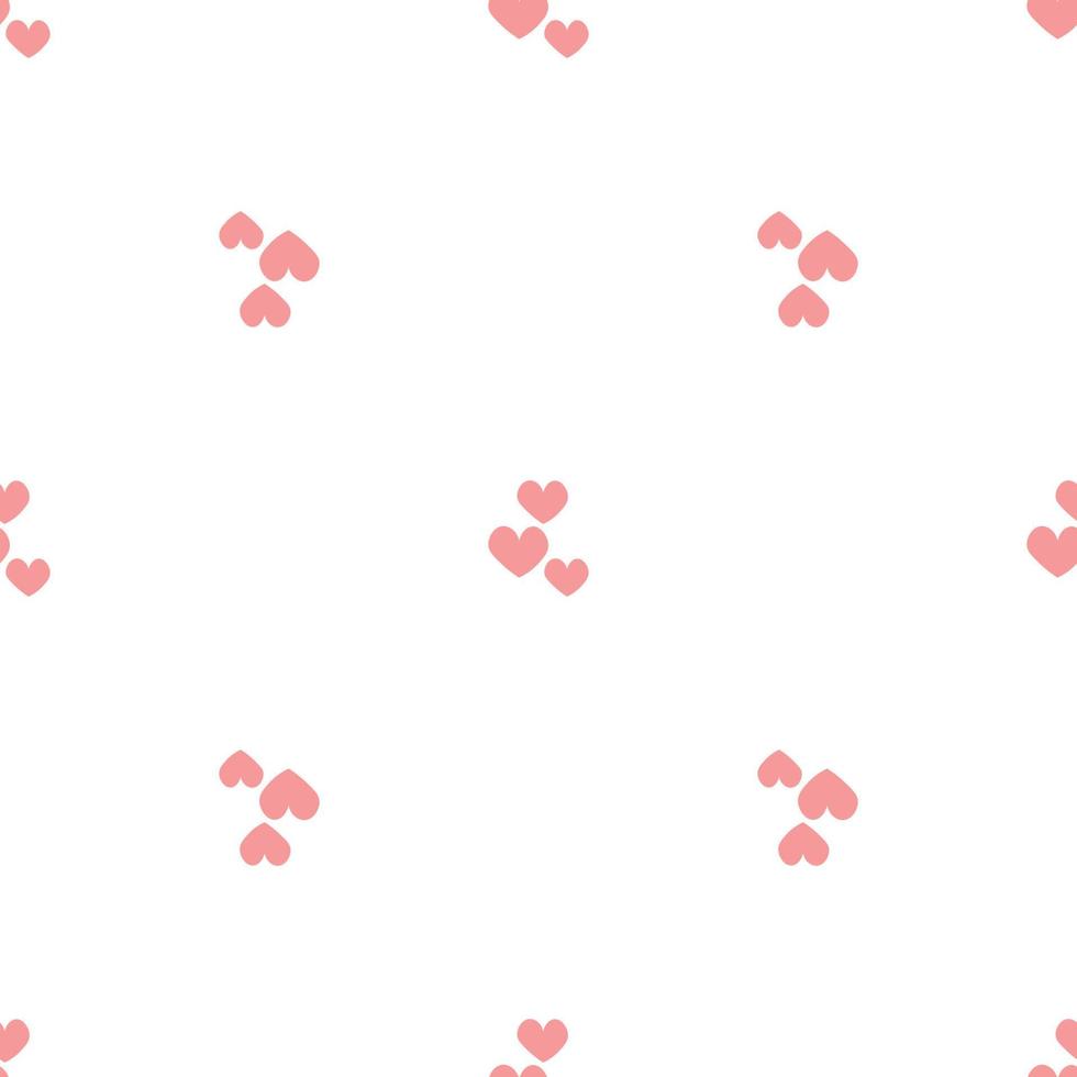 corações rosa em estilo doodle. sem costura padrão romântico. corações coloridos sobre fundo branco vector. modelo pronto para design, cartões postais, impressão, pôster, festa, dia dos namorados, têxtil. vetor
