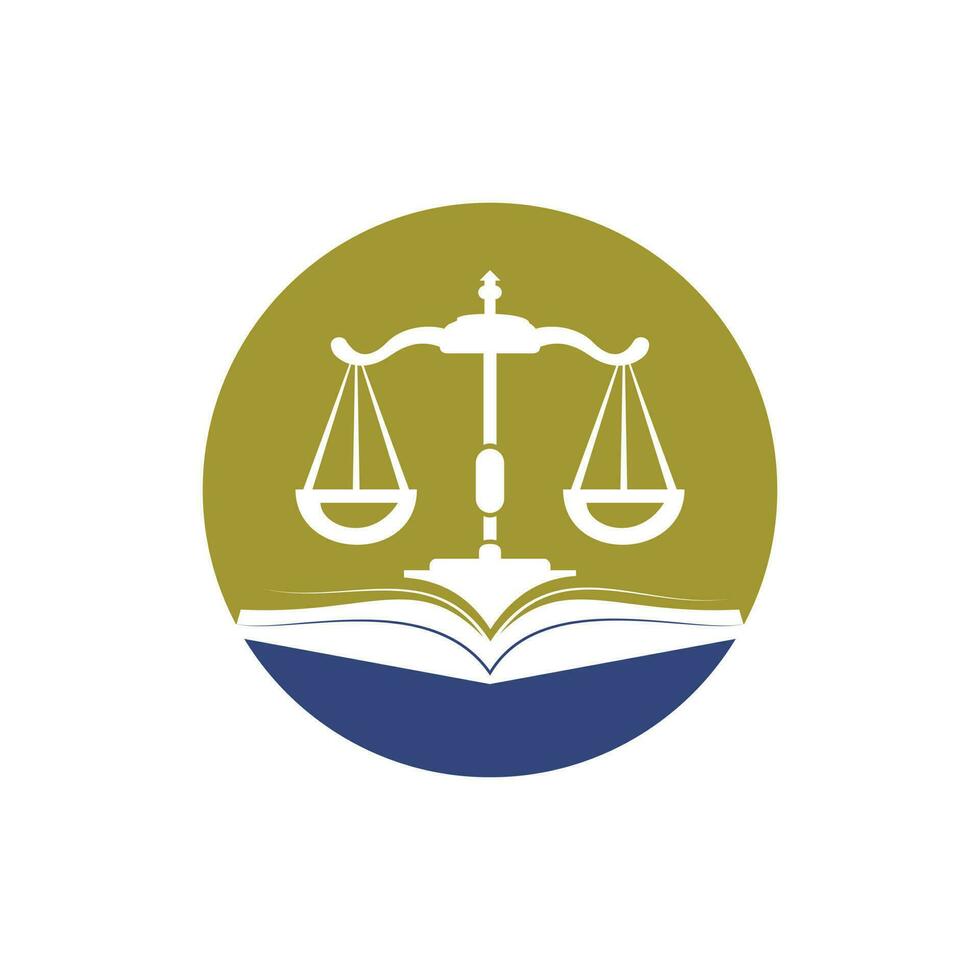 design de logotipo de educação em direito. vector libra e combinação de logotipo de livro aberto.