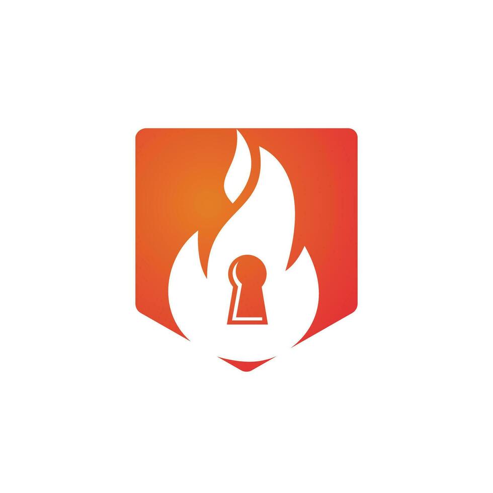modelo de design de logotipo de chave de cadeado de fogo. ícone do logotipo da chave de chama de fogo. vetor