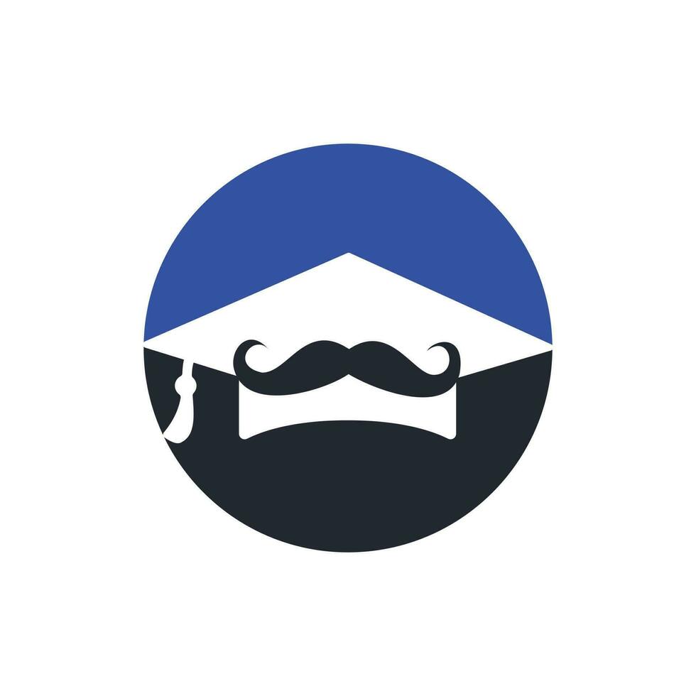 modelo de design de logotipo de educação forte. formatura de chapéu com design de ícone de bigode. vetor