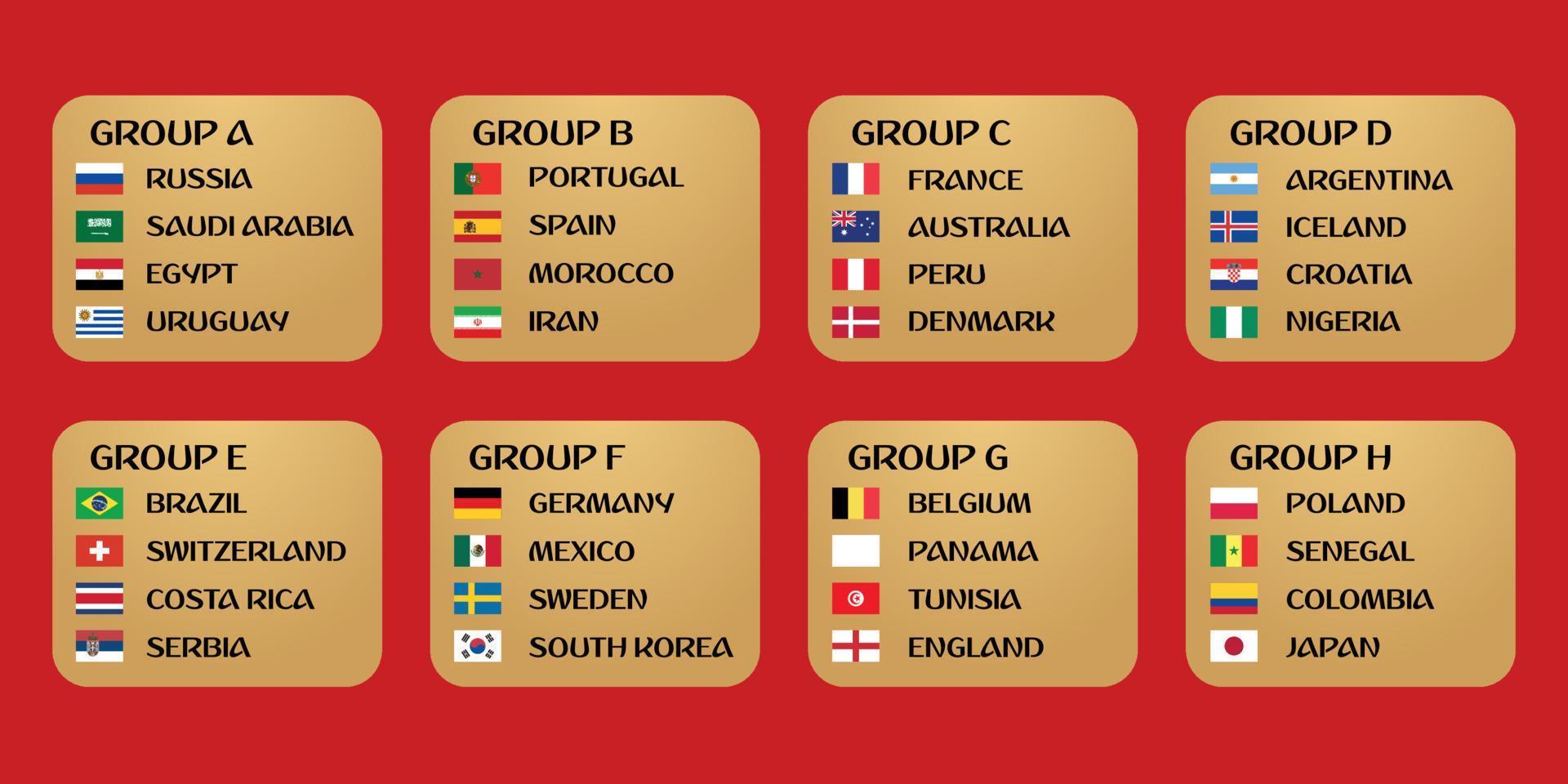grupos da copa do mundo de futebol vetor